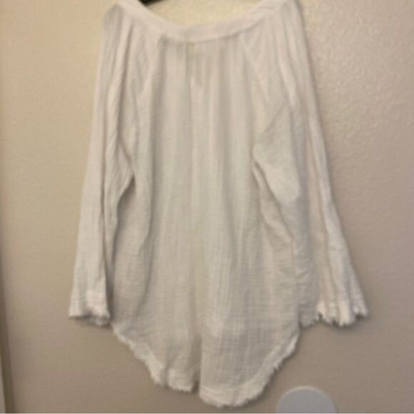Chelsea & Theodore white cotton Gauze Blouse oversized tunic coverup top M - Picture 2 of 10
